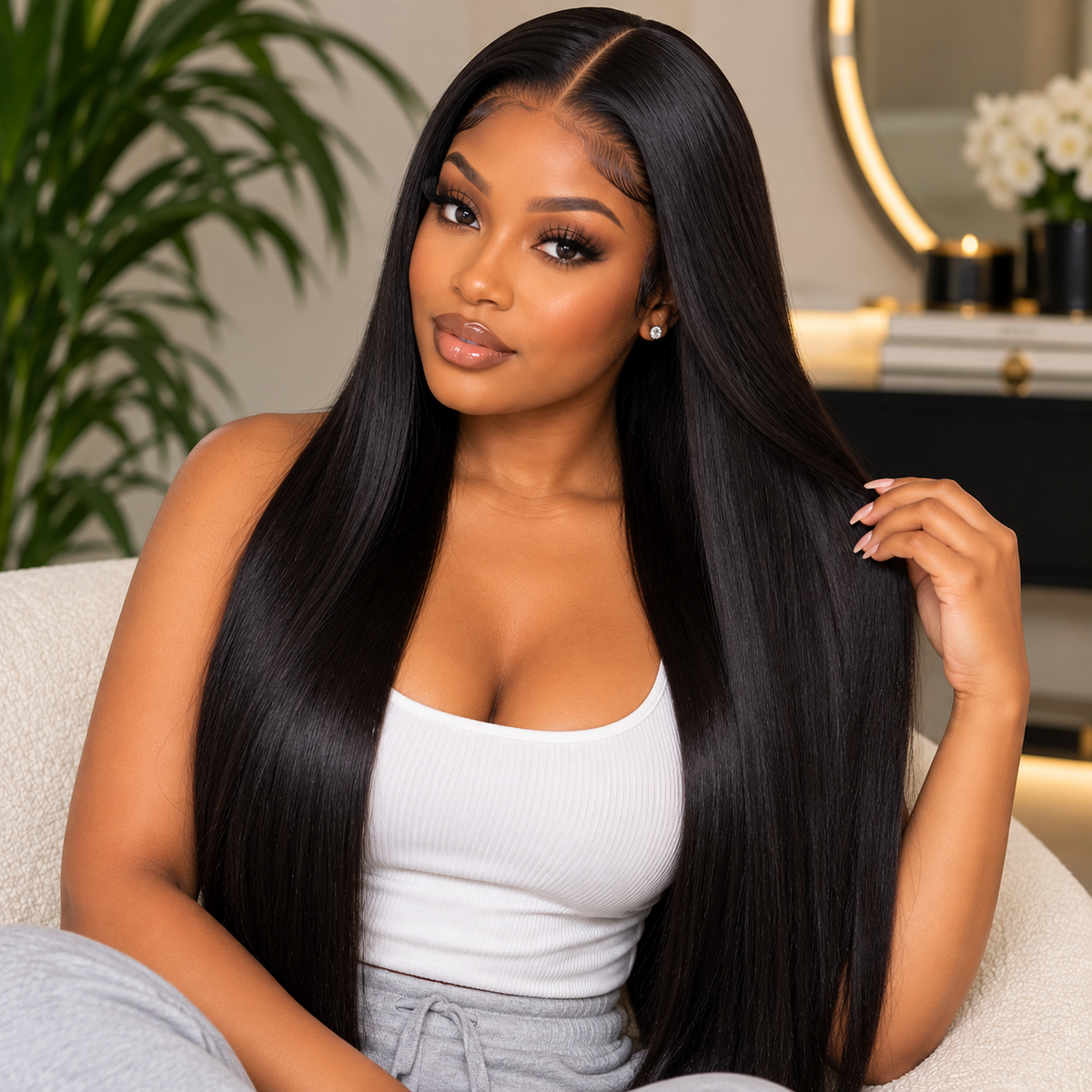 4×4 Straight Lace Closure Wig