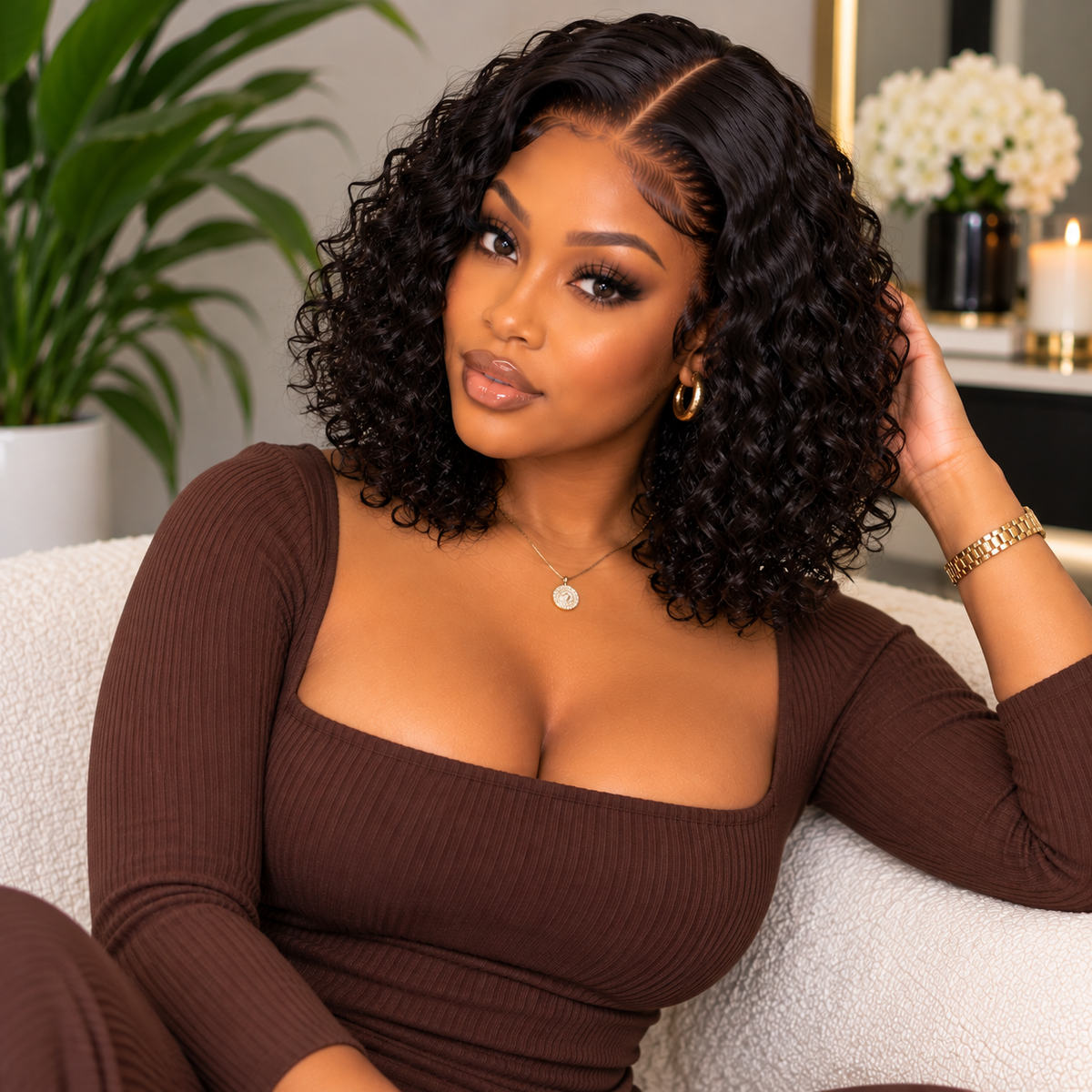 5×5 Curly Bob Closure Wig