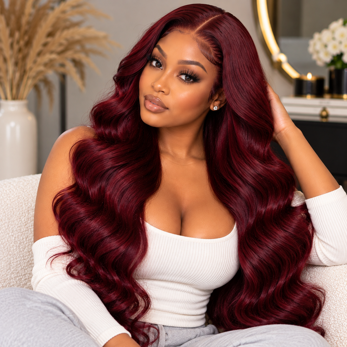 Burgundy Closure Wig